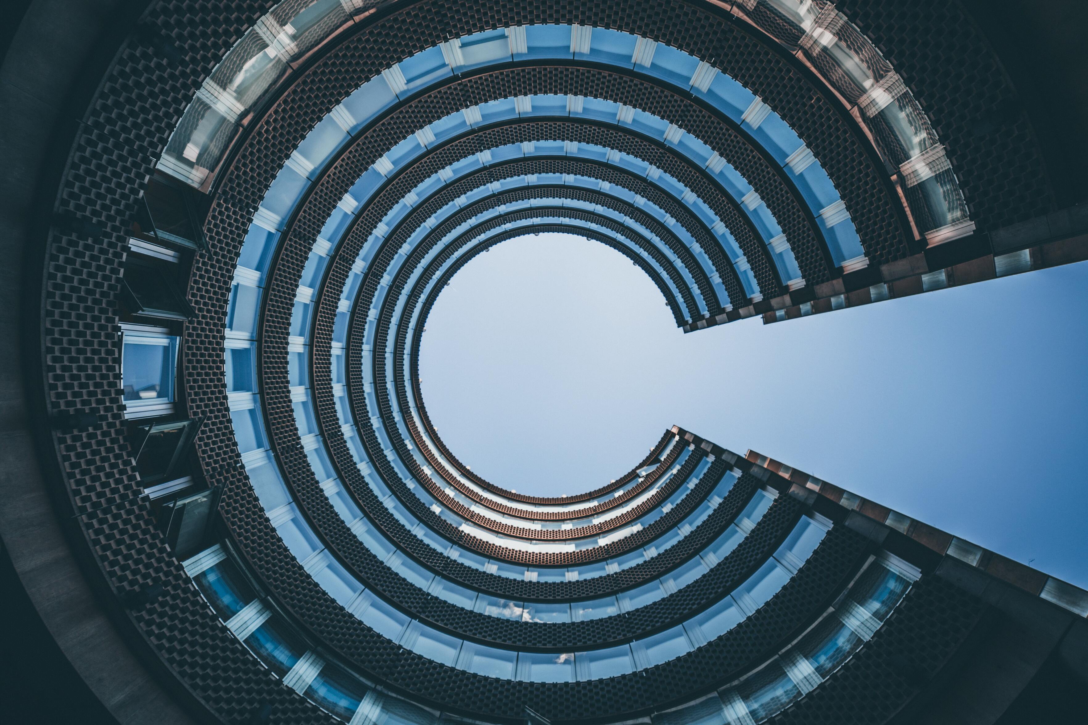 Circular shaped building seen from below
