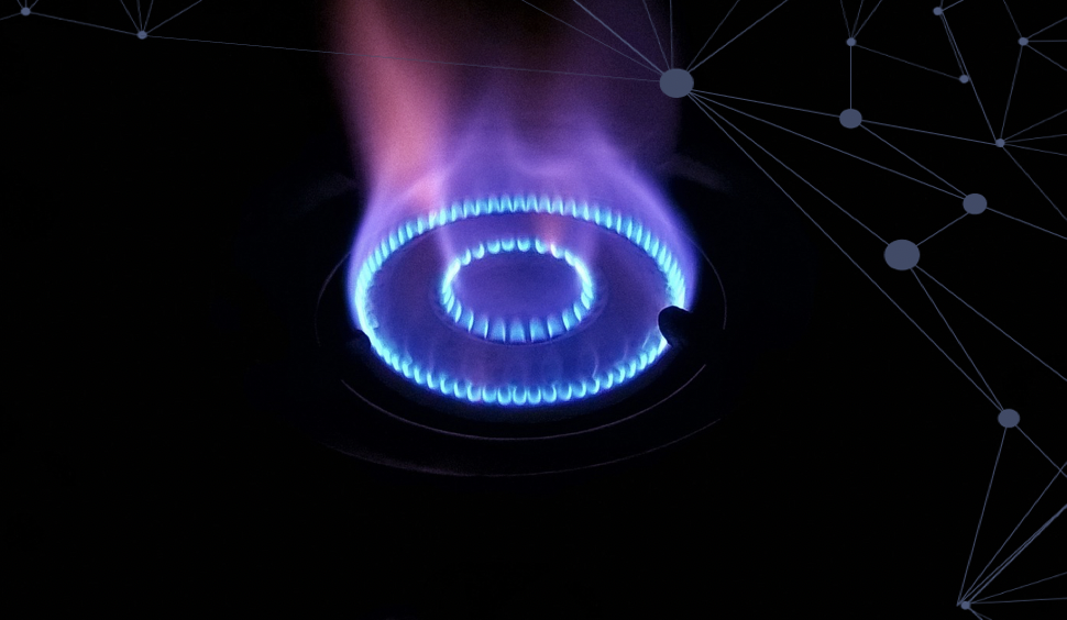 Flames in a gas cooker