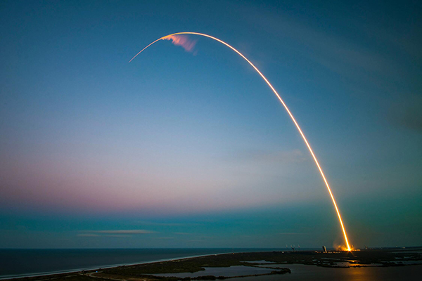 Rocket taking off in the sky