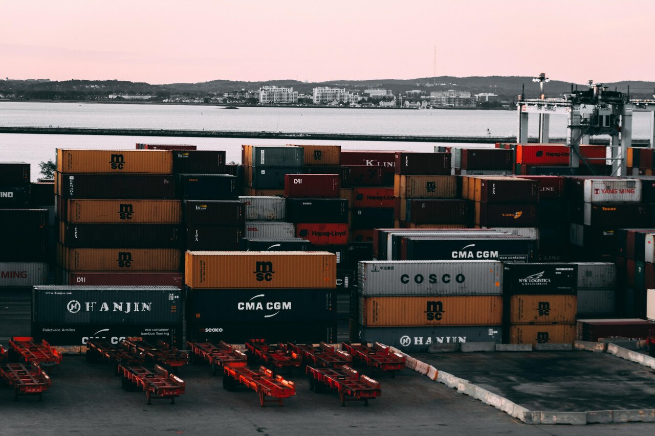 Containers in a port